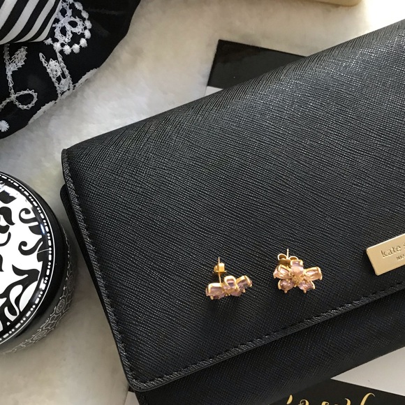 NWT Coach Faceted Flower Stud Earrings Pink/Gold - Picture 6 of 8